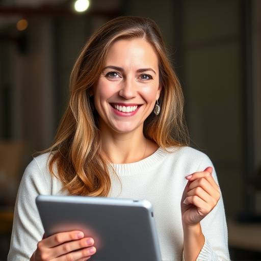 Portrait of Emily Carter, a smiling Data Science instructor holding a tablet with data visualizations.